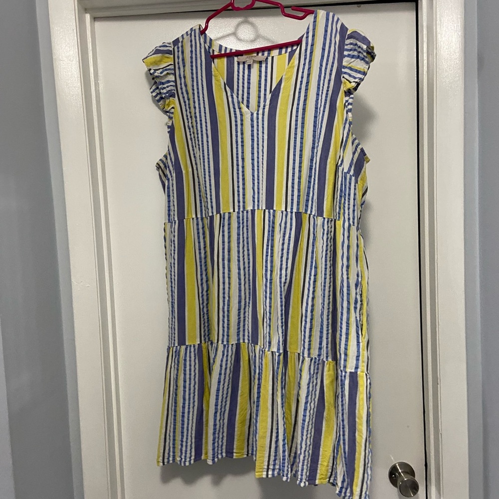 LOFT Women Dress with Yellow and Blue Stripes